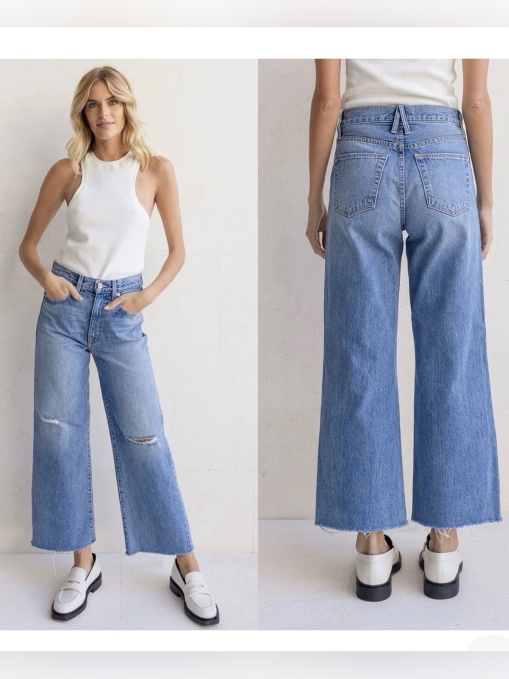 Slvrlake - 29 - Light Blue Wide Leg Crop Jeans - Women's Casual Denim